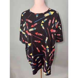 Women's LuLaRoe Irma Size S Black with Firework Print